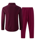 New autumn style waffle long - sleeved solid - color double - pocket buttoned cardigan shirt and pants set - StepByStepNow