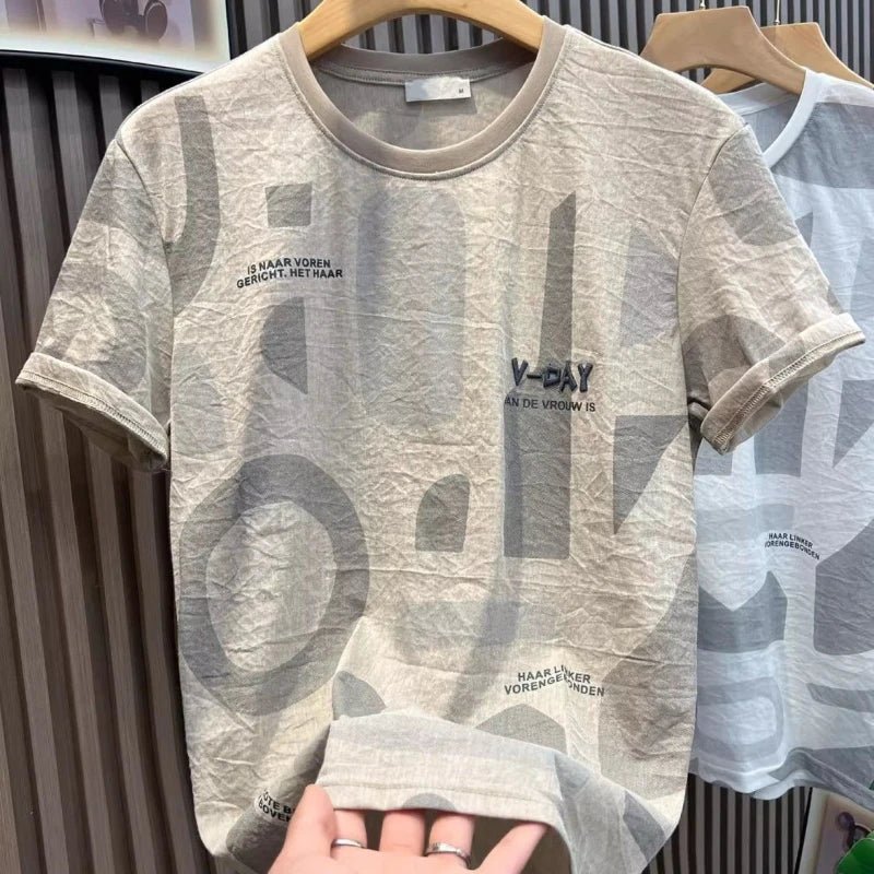 New Fashion Brand Pure Cotton Embroidered T-shirt for Men Slim and Trendy T-shirt for Men Summer Clothes Breathable Top - StepByStepNow