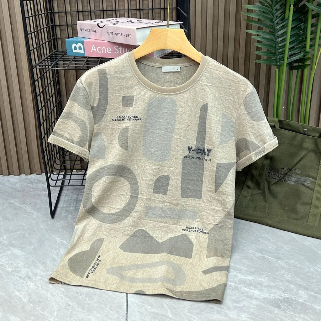 New Fashion Brand Pure Cotton Embroidered T-shirt for Men Slim and Trendy T-shirt for Men Summer Clothes Breathable Top - StepByStepNow