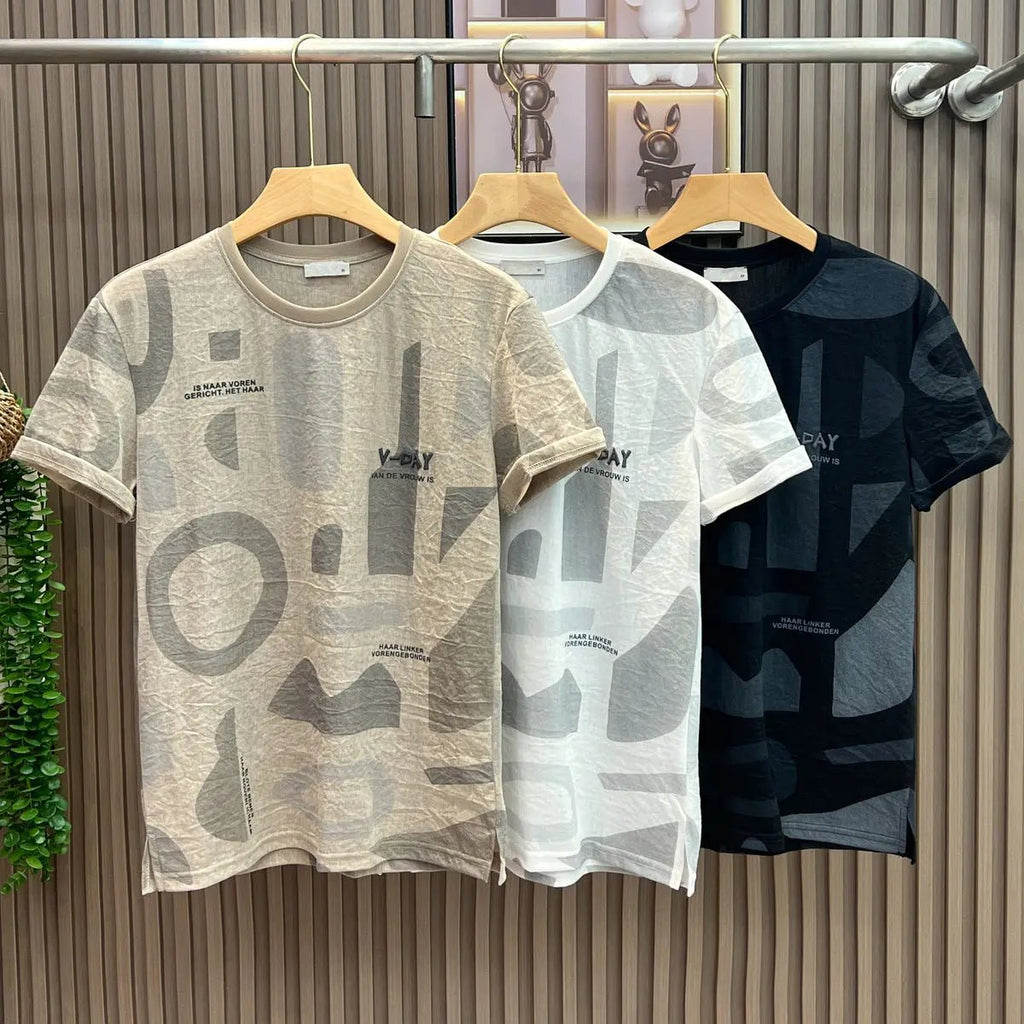 New Fashion Brand Pure Cotton Embroidered T-shirt for Men Slim and Trendy T-shirt for Men Summer Clothes Breathable Top - StepByStepNow