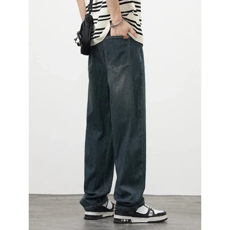 Jeans vintage casual da uomo con tessuto morbido di alta qualità e stile baggy coreano - StepByStepNow