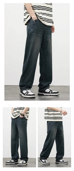Jeans vintage casual da uomo con tessuto morbido di alta qualità e stile baggy coreano - StepByStepNow