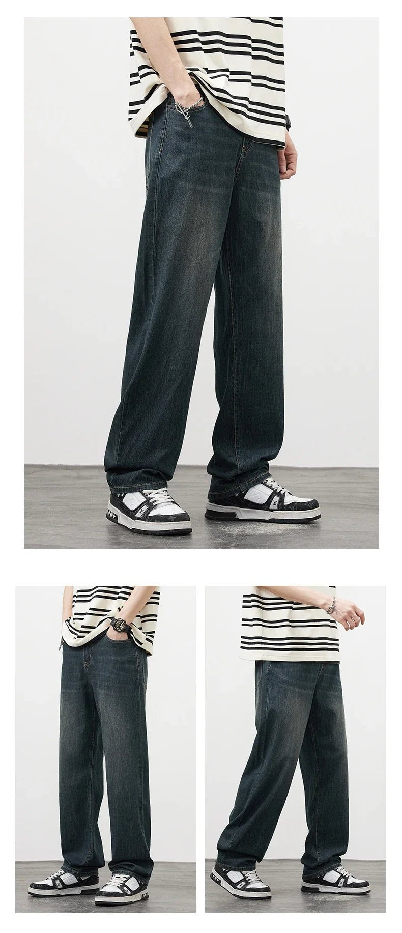 Jeans vintage casual da uomo con tessuto morbido di alta qualità e stile baggy coreano - StepByStepNow