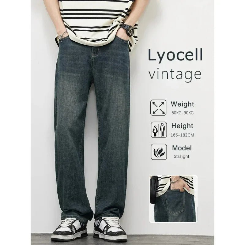Jeans vintage casual da uomo con tessuto morbido di alta qualità e stile baggy coreano - StepByStepNow