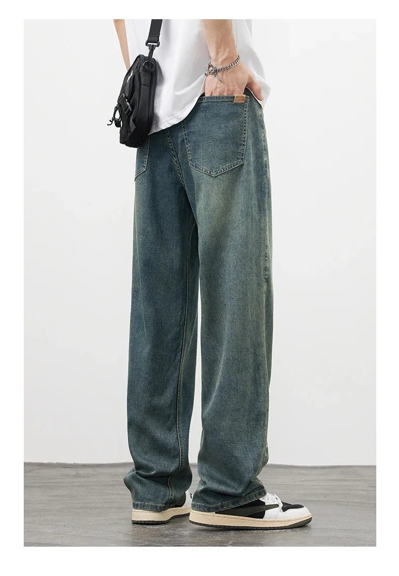 Jeans vintage casual da uomo con tessuto morbido di alta qualità e stile baggy coreano - StepByStepNow