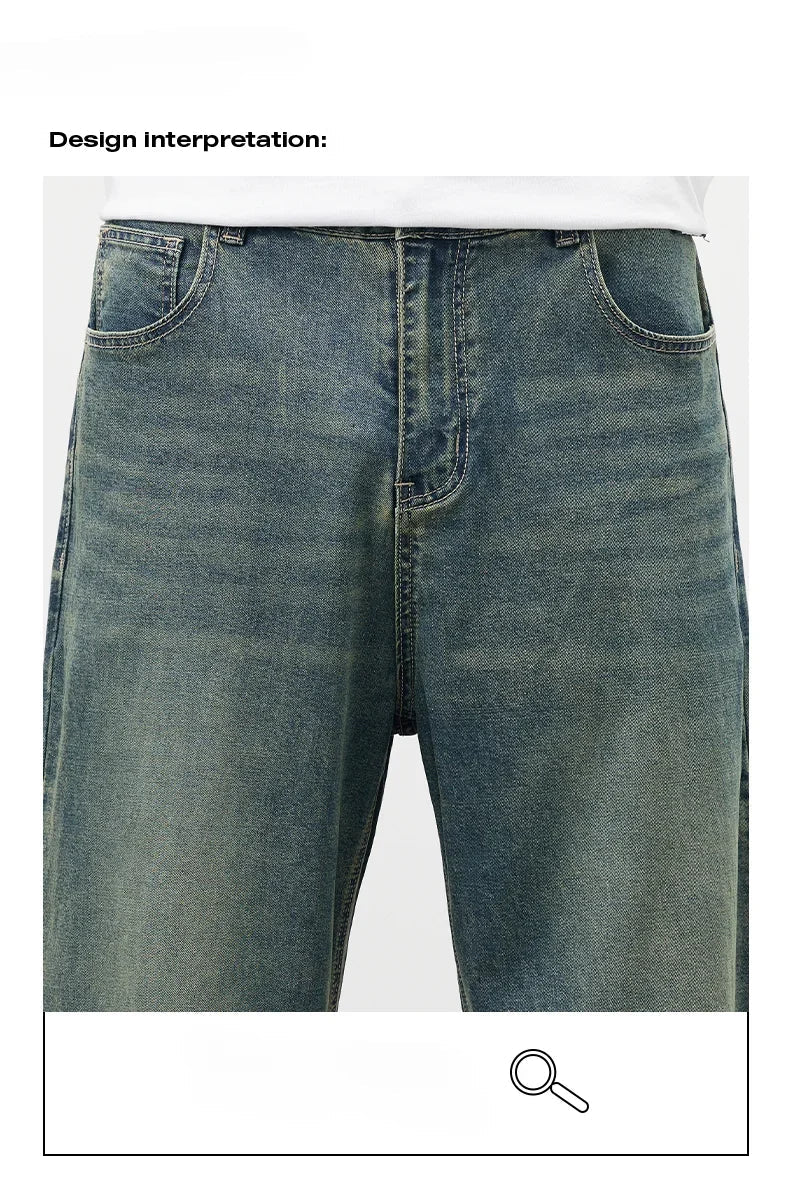 Jeans vintage casual da uomo con tessuto morbido di alta qualità e stile baggy coreano - StepByStepNow