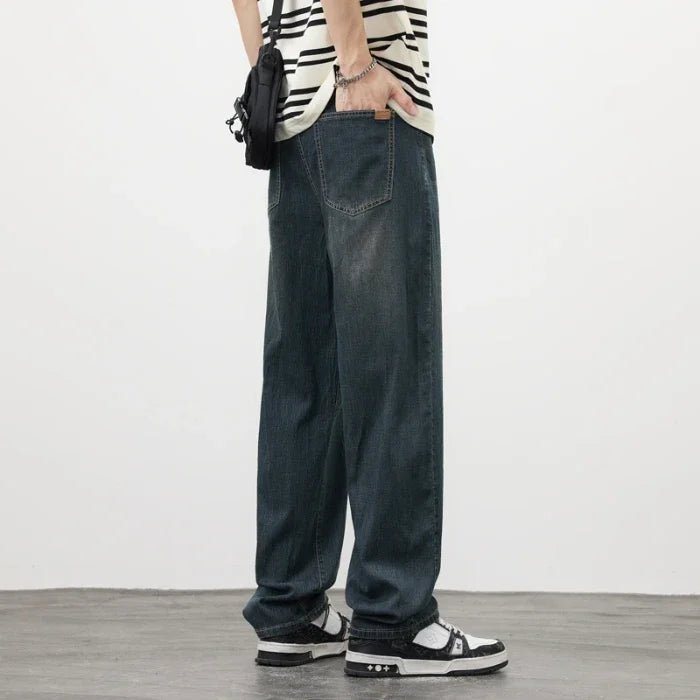 Jeans vintage casual da uomo con tessuto morbido di alta qualità e stile baggy coreano - StepByStepNow