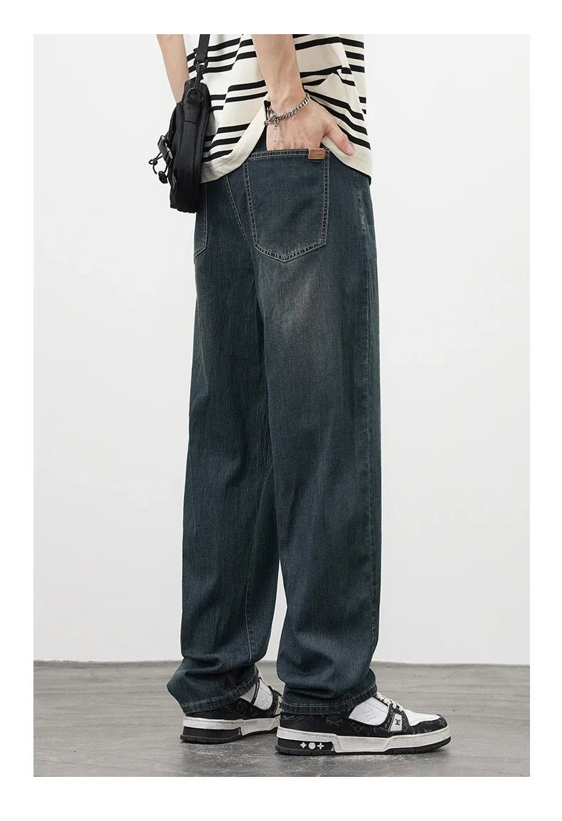 Jeans vintage casual da uomo con tessuto morbido di alta qualità e stile baggy coreano - StepByStepNow