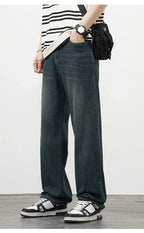 Jeans vintage casual da uomo con tessuto morbido di alta qualità e stile baggy coreano - StepByStepNow