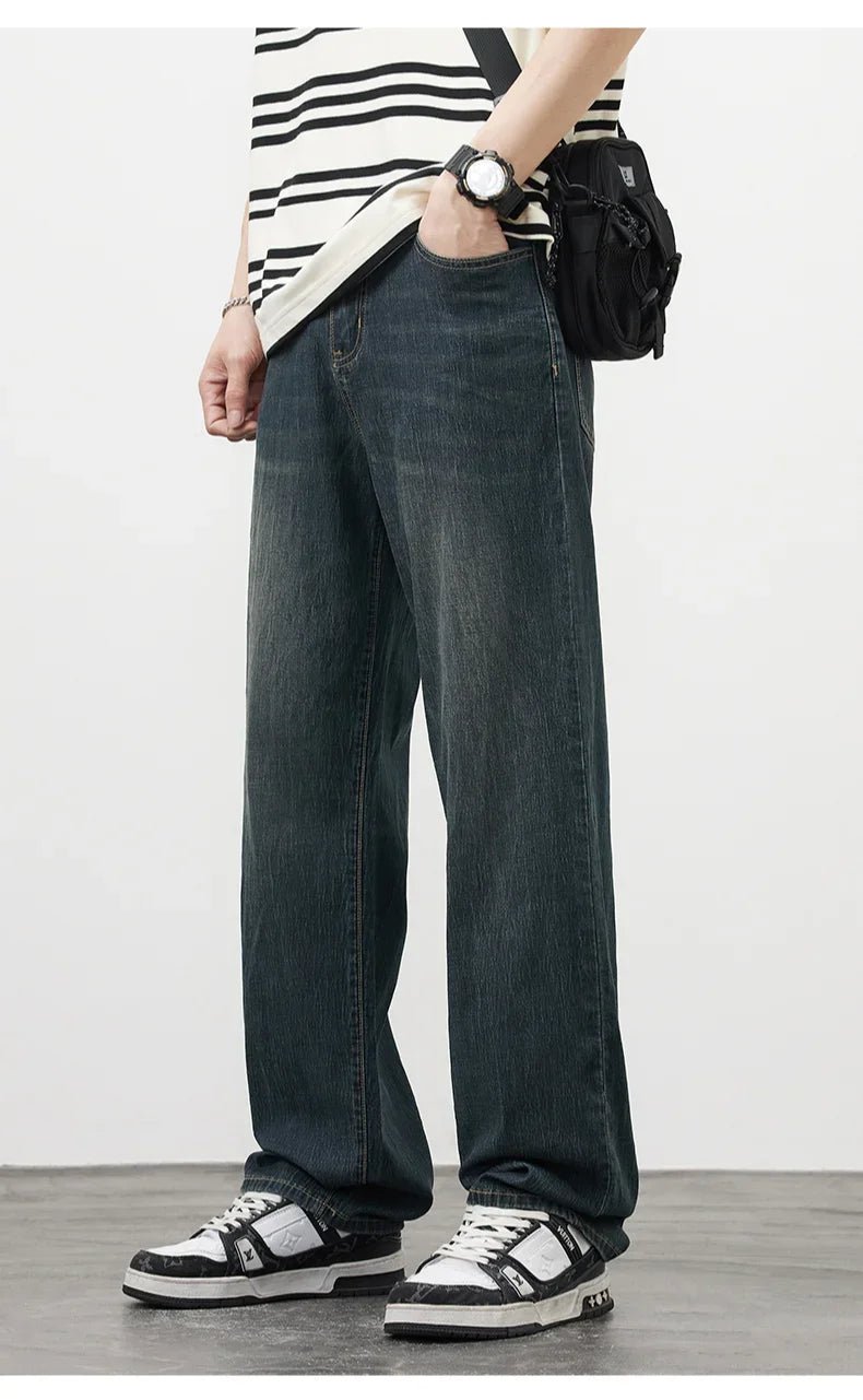 Jeans vintage casual da uomo con tessuto morbido di alta qualità e stile baggy coreano - StepByStepNow