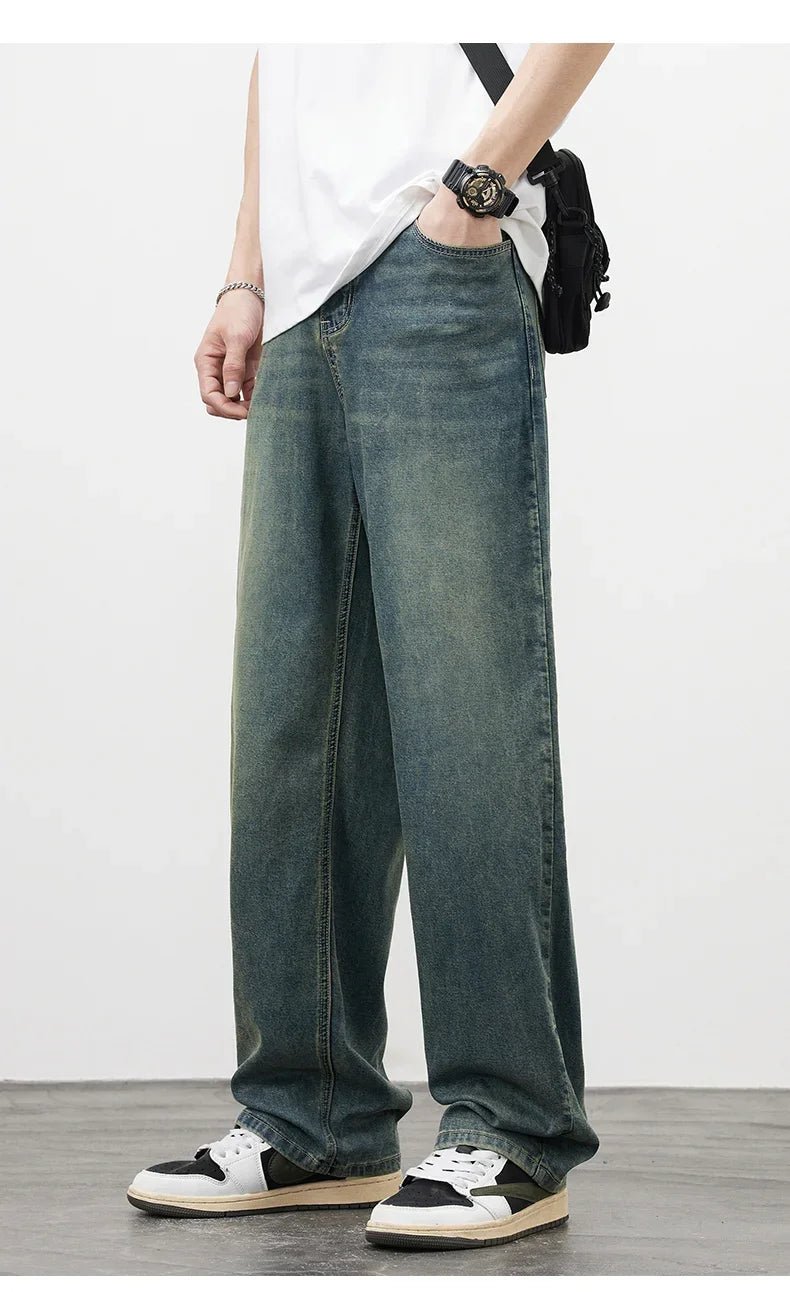 Jeans vintage casual da uomo con tessuto morbido di alta qualità e stile baggy coreano - StepByStepNow