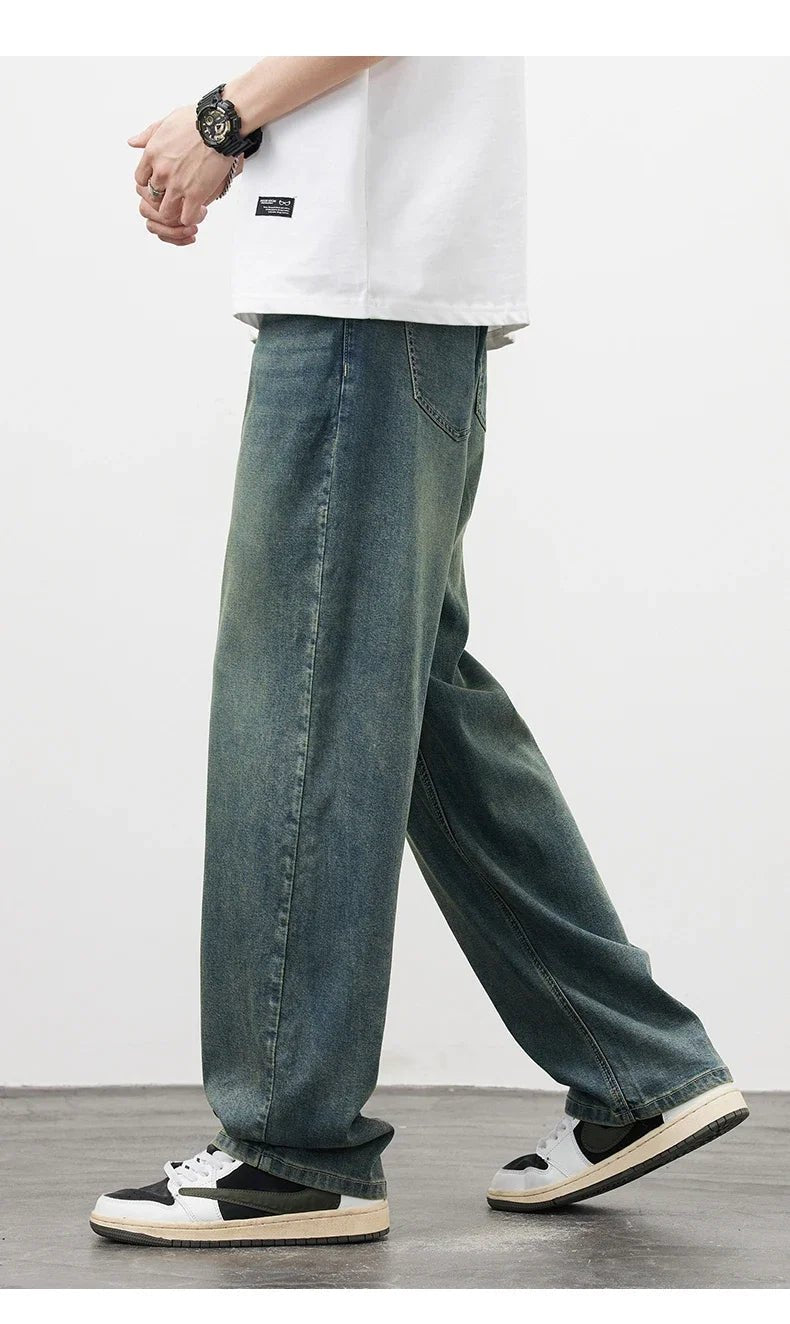 Jeans vintage casual da uomo con tessuto morbido di alta qualità e stile baggy coreano - StepByStepNow