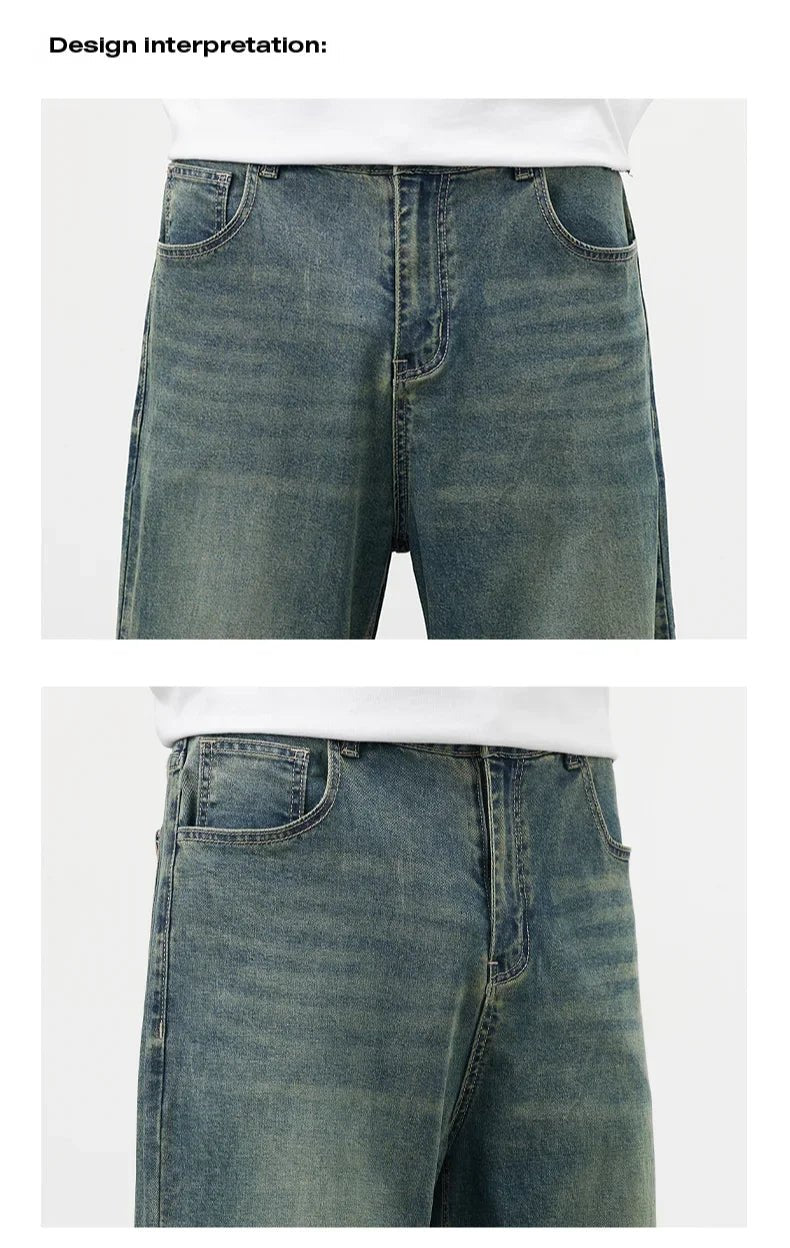 Jeans vintage casual da uomo con tessuto morbido di alta qualità e stile baggy coreano - StepByStepNow