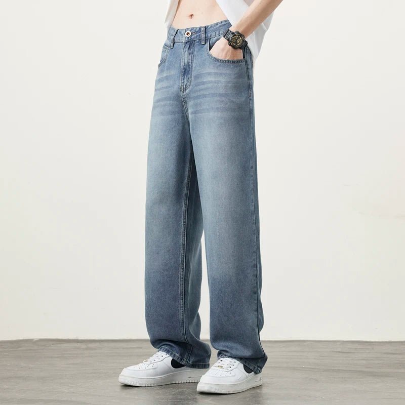 Jeans vintage casual da uomo con tessuto morbido di alta qualità e stile baggy coreano - StepByStepNow