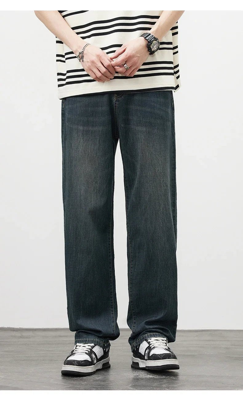 Jeans vintage casual da uomo con tessuto morbido di alta qualità e stile baggy coreano - StepByStepNow