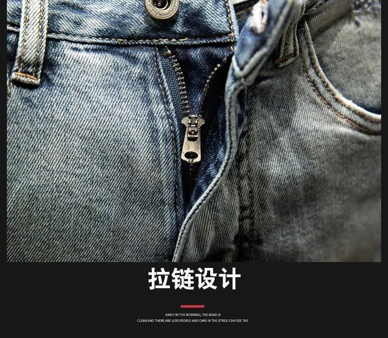 New Summer Fashion Trendy American Retro Straight Leg Stretch Denim Shorts Men's Casual Loose Sports High Quality Shorts - StepByStepNow