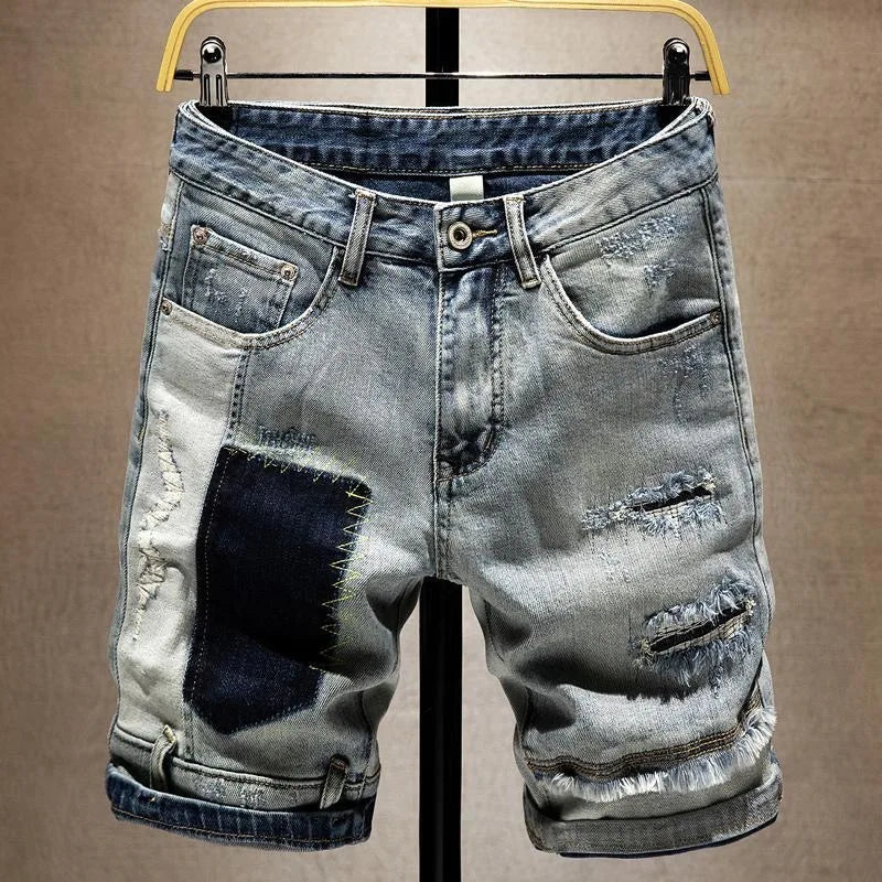New Summer Fashion Trendy American Retro Straight Leg Stretch Denim Shorts Men's Casual Loose Sports High Quality Shorts - StepByStepNow