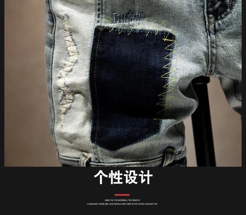 New Summer Fashion Trendy American Retro Straight Leg Stretch Denim Shorts Men's Casual Loose Sports High Quality Shorts - StepByStepNow
