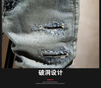 New Summer Fashion Trendy American Retro Straight Leg Stretch Denim Shorts Men's Casual Loose Sports High Quality Shorts - StepByStepNow