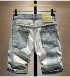 New Summer Fashion Trendy American Retro Straight Leg Stretch Denim Shorts Men's Casual Loose Sports High Quality Shorts - StepByStepNow