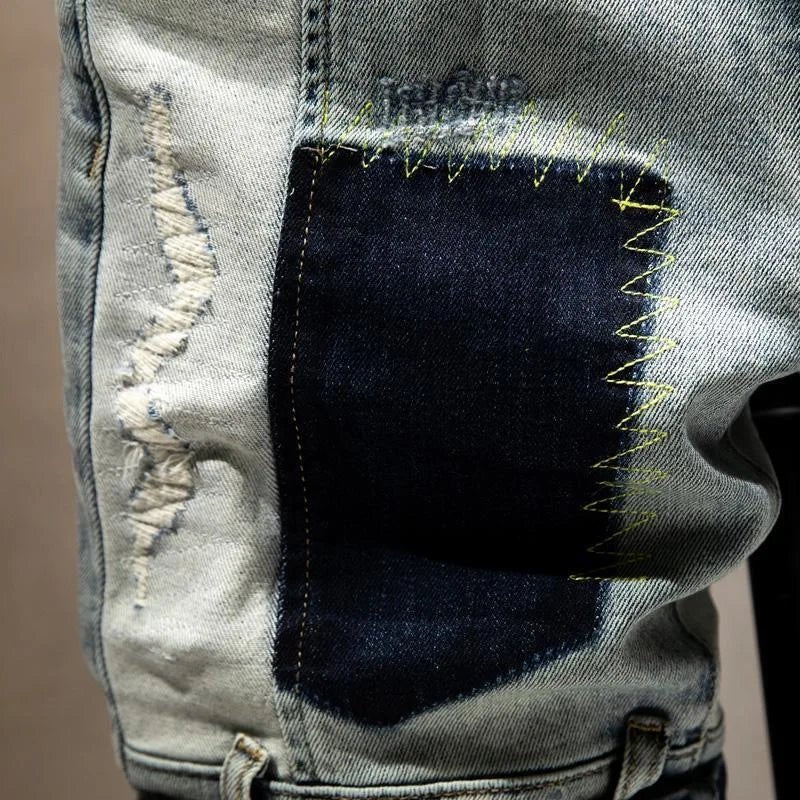 New Summer Fashion Trendy American Retro Straight Leg Stretch Denim Shorts Men's Casual Loose Sports High Quality Shorts - StepByStepNow