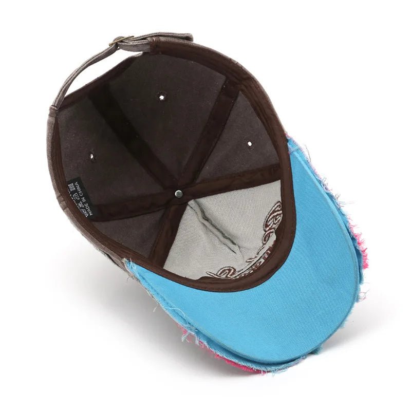 New washed fabric trendy distressed 1969 baseball cap beveled brim sun hat, unique sun protection hat - StepByStepNow