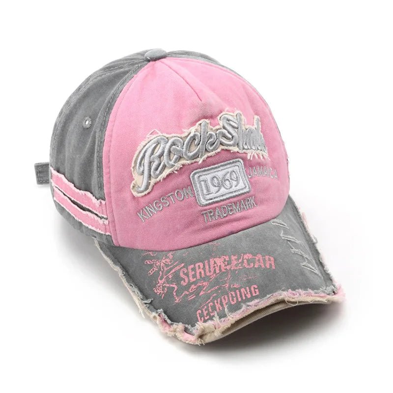New washed fabric trendy distressed 1969 baseball cap beveled brim sun hat, unique sun protection hat - StepByStepNow