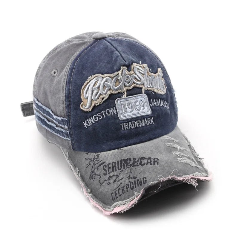 New washed fabric trendy distressed 1969 baseball cap beveled brim sun hat, unique sun protection hat - StepByStepNow
