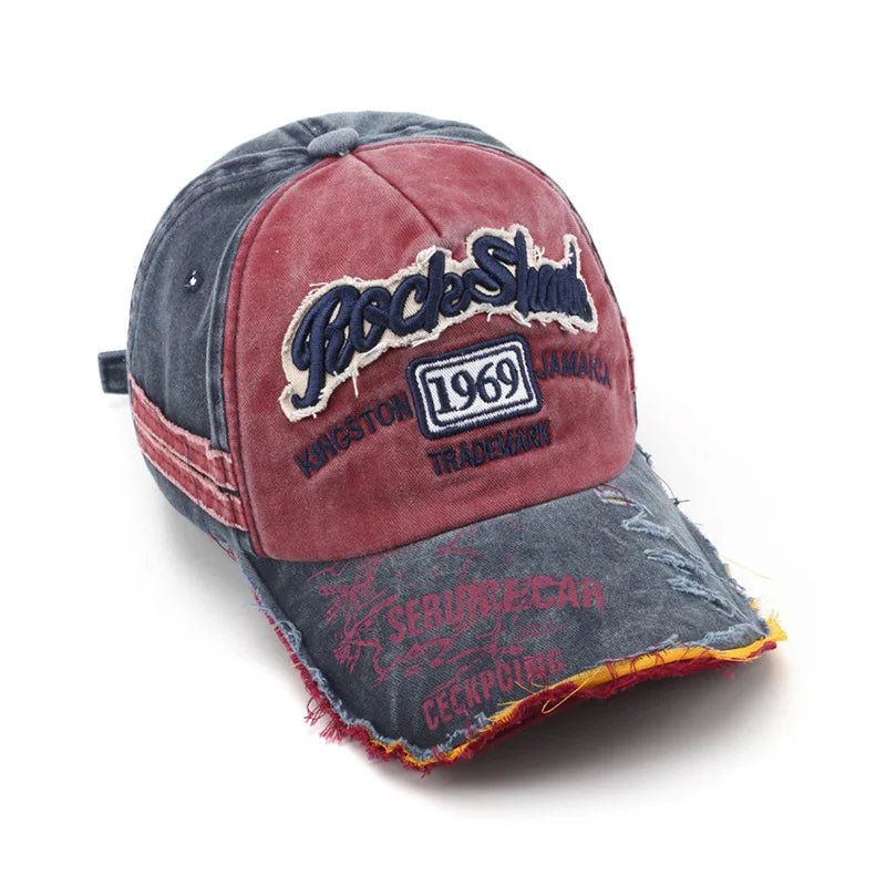New washed fabric trendy distressed 1969 baseball cap beveled brim sun hat, unique sun protection hat - StepByStepNow