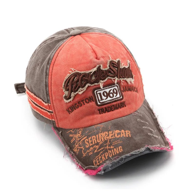 New washed fabric trendy distressed 1969 baseball cap beveled brim sun hat, unique sun protection hat - StepByStepNow