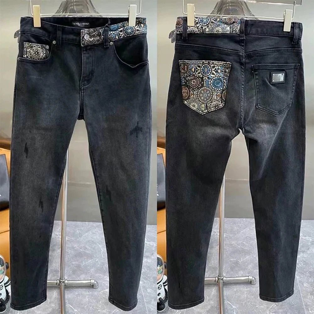 Nuovi jeans Y2k da uomo slim di alta qualità, elastici, alla moda, con ricamo. - StepByStepNow