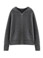 Nuovo cardigan con cappuccio lavorato a maglia in cashmere 100% da donna di alta qualità Cappotto con cerniera autunno inverno Maglione spesso comfort casual di lusso - StepByStepNow