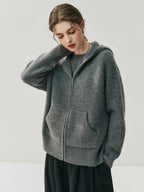 Nuovo cardigan con cappuccio lavorato a maglia in cashmere 100% da donna di alta qualità Cappotto con cerniera autunno inverno Maglione spesso comfort casual di lusso - StepByStepNow