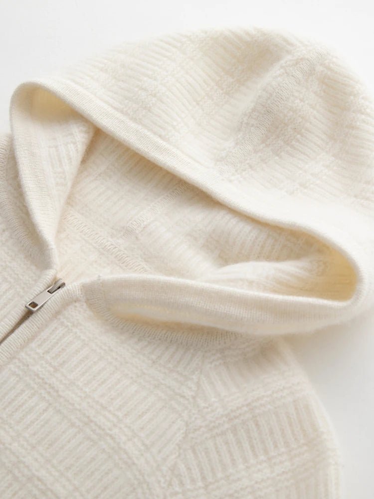 Nuovo cardigan con cappuccio lavorato a maglia in cashmere 100% da donna di alta qualità Cappotto con cerniera autunno inverno Maglione spesso comfort casual di lusso - StepByStepNow