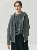 Nuovo cardigan con cappuccio lavorato a maglia in cashmere 100% da donna di alta qualità Cappotto con cerniera autunno inverno Maglione spesso comfort casual di lusso - StepByStepNow