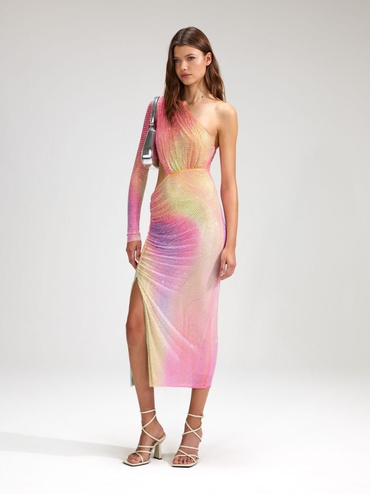 One - Shoulder Slit Dress with Cinched Waist For Women, Upper East Side, BYMANYC New York. - StepByStep