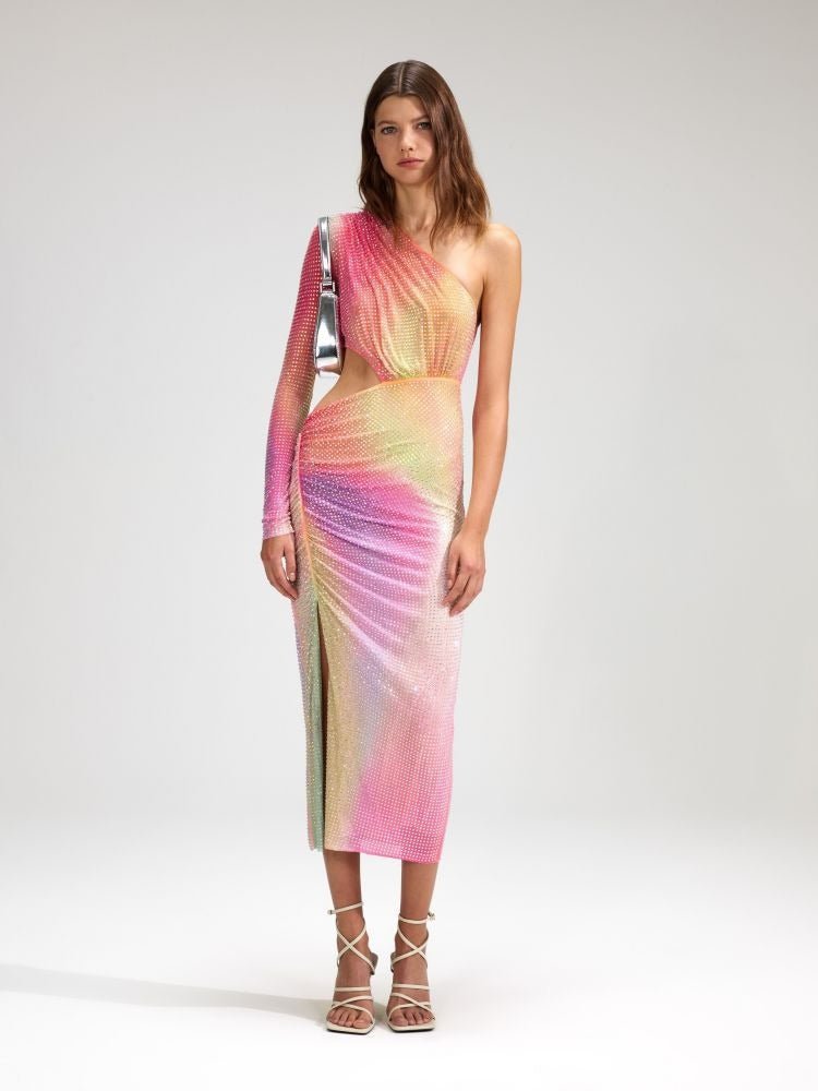 One - Shoulder Slit Dress with Cinched Waist For Women, Upper East Side, BYMANYC New York. - StepByStep