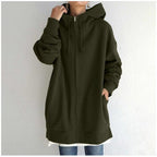 Oversized S - 5XL Women Loose Hooded Coats Autumn Female Tie Collar Long Sleeve Zipper Up Add Velvet Long Sweatshirt - StepByStepNow