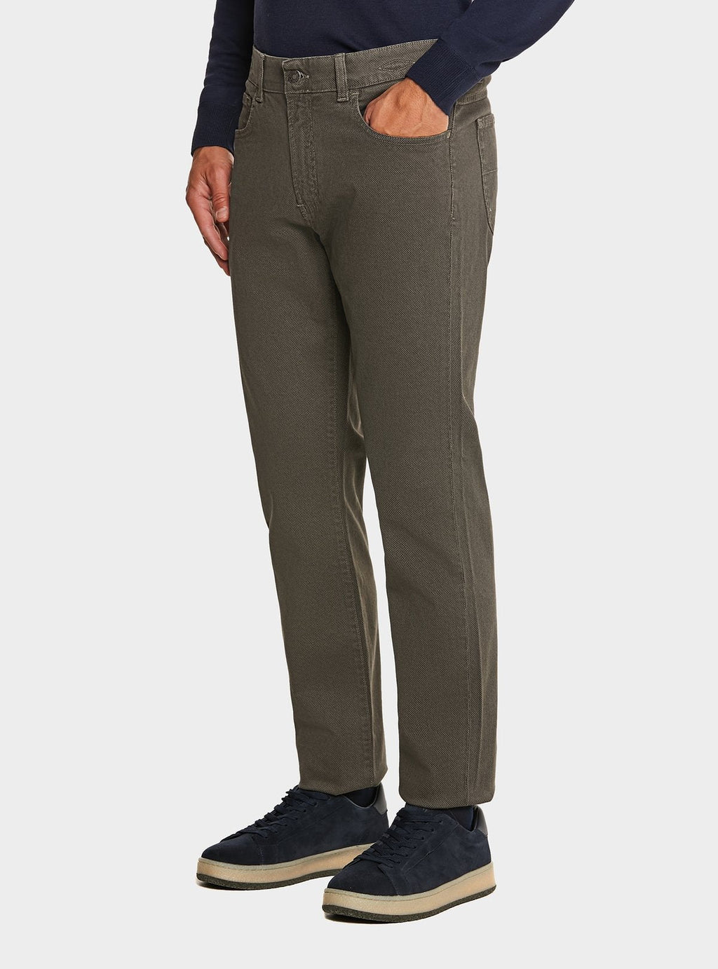 Pantalone 5 tasche in cotone stretch con microfantasia - StepByStep