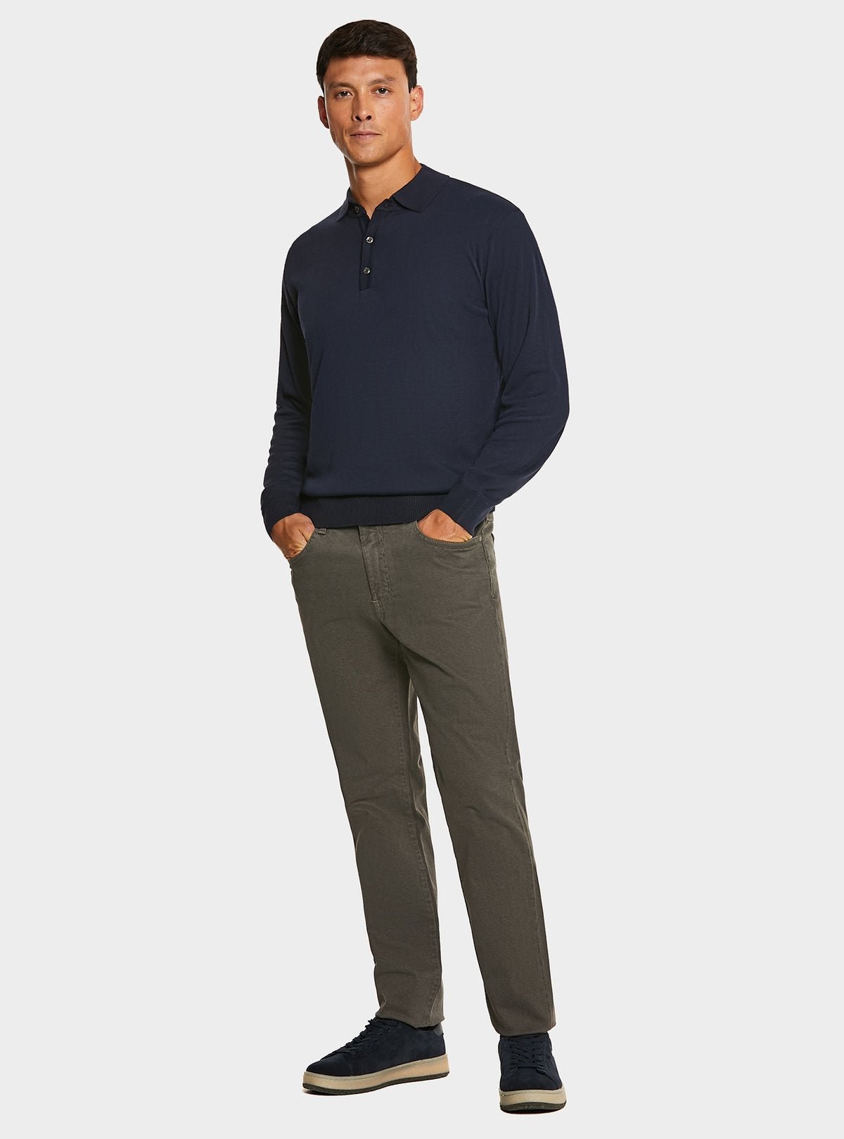 Pantalone 5 tasche in cotone stretch con microfantasia - StepByStep