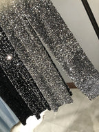 Pantaloni a gamba larga con paillettes da donna di nuova moda Pantaloni dorati scintillanti Pantaloni dritti glitterati femminili casual a vita alta estiva - StepByStepNow