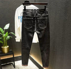 Pantaloni con fori Jeans attillati attillati da uomo pantaloni da Cowboy da uomo rotti neri strappati Slim Fit Designer primavera autunno Xs - StepByStep