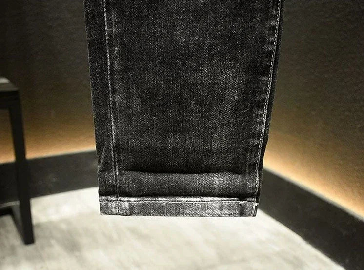 Pantaloni con fori Jeans attillati attillati da uomo pantaloni da Cowboy da uomo rotti neri strappati Slim Fit Designer primavera autunno Xs - StepByStep