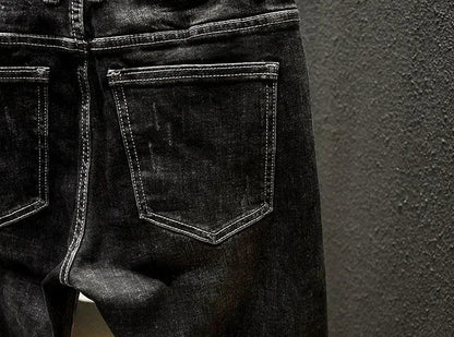 Pantaloni con fori Jeans attillati attillati da uomo pantaloni da Cowboy da uomo rotti neri strappati Slim Fit Designer primavera autunno Xs - StepByStep
