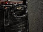 Pantaloni con fori Jeans attillati attillati da uomo pantaloni da Cowboy da uomo rotti neri strappati Slim Fit Designer primavera autunno Xs - StepByStep