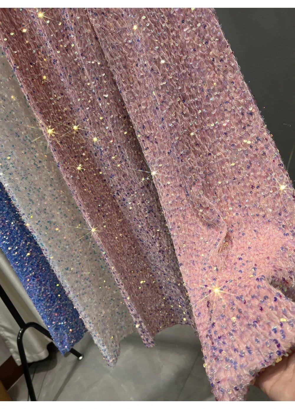 Pantaloni coreani a gamba larga autunnali e invernali con paillettes Pantaloni drappeggiati allungati e ispessiti Pantaloni casual a gamba dritta lucidi - StepByStepNow