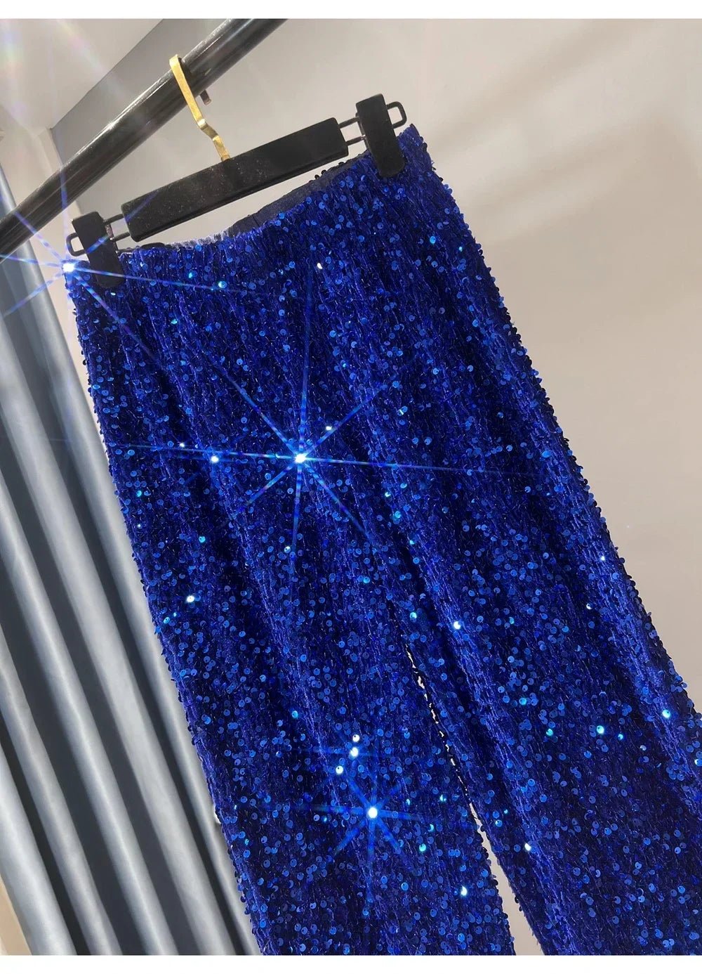 Pantaloni coreani a gamba larga autunnali e invernali con paillettes Pantaloni drappeggiati allungati e ispessiti Pantaloni casual a gamba dritta lucidi - StepByStepNow