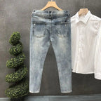 Pantaloni jeans da uomo estivi affusolati Harajuku moda coreana autunno abiti classici Y2k 2000s pantaloni da cowboy maschili azzurri - StepByStep