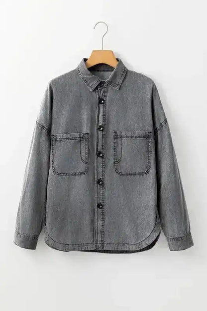 Patched Pocket Split Denim Jacket - StepByStep