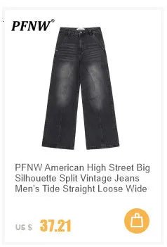 PFNW Distressed Niche Design Nero Grigio Micro Svasato Jeans da Uomo Allentato Tendenza Foro Dritto Fondo Casual Pantaloni in Denim 28W5868 - StepByStepNow